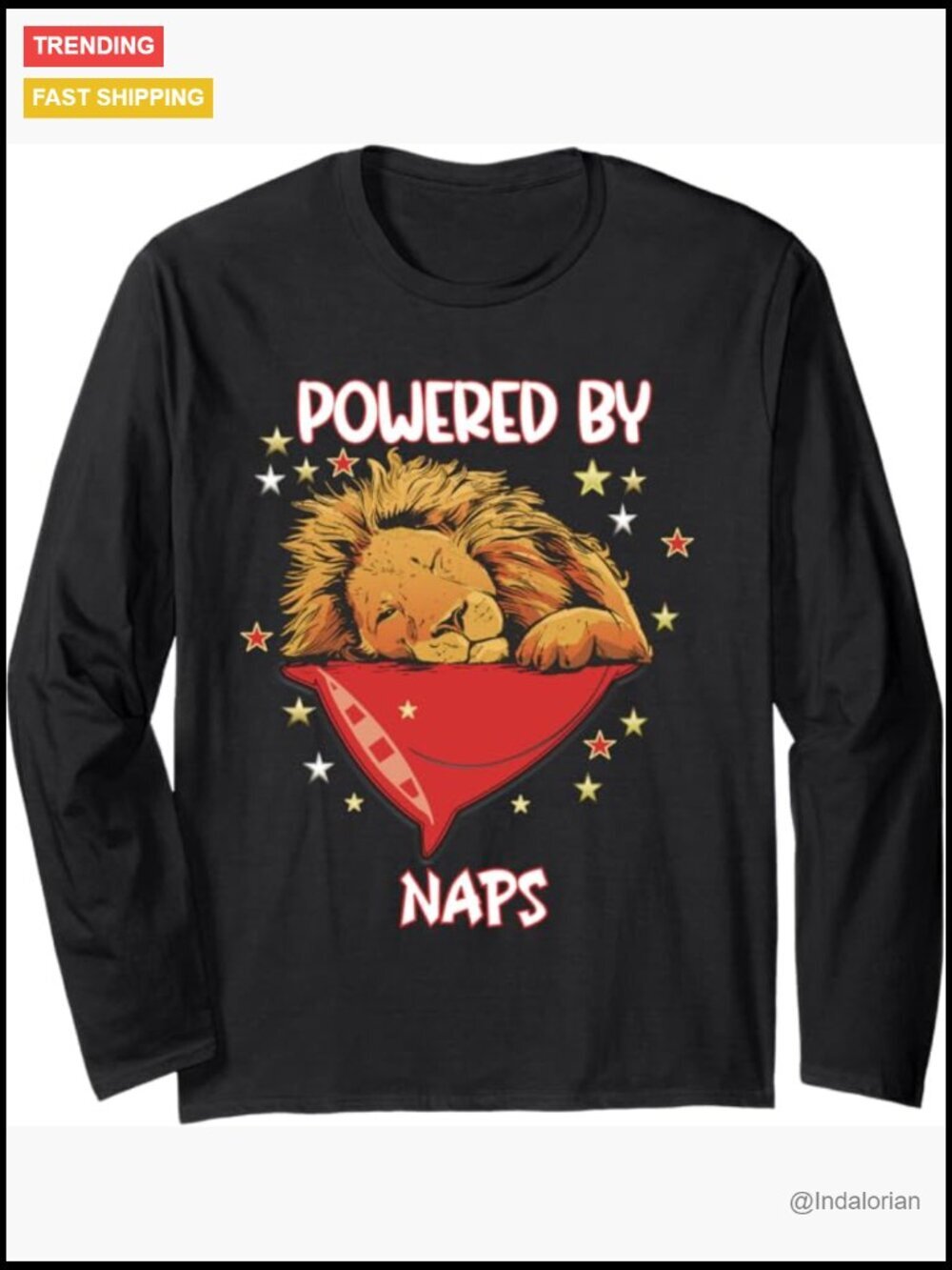 Napping Dress with Sleepy Lion Print Long Sleeve Tee